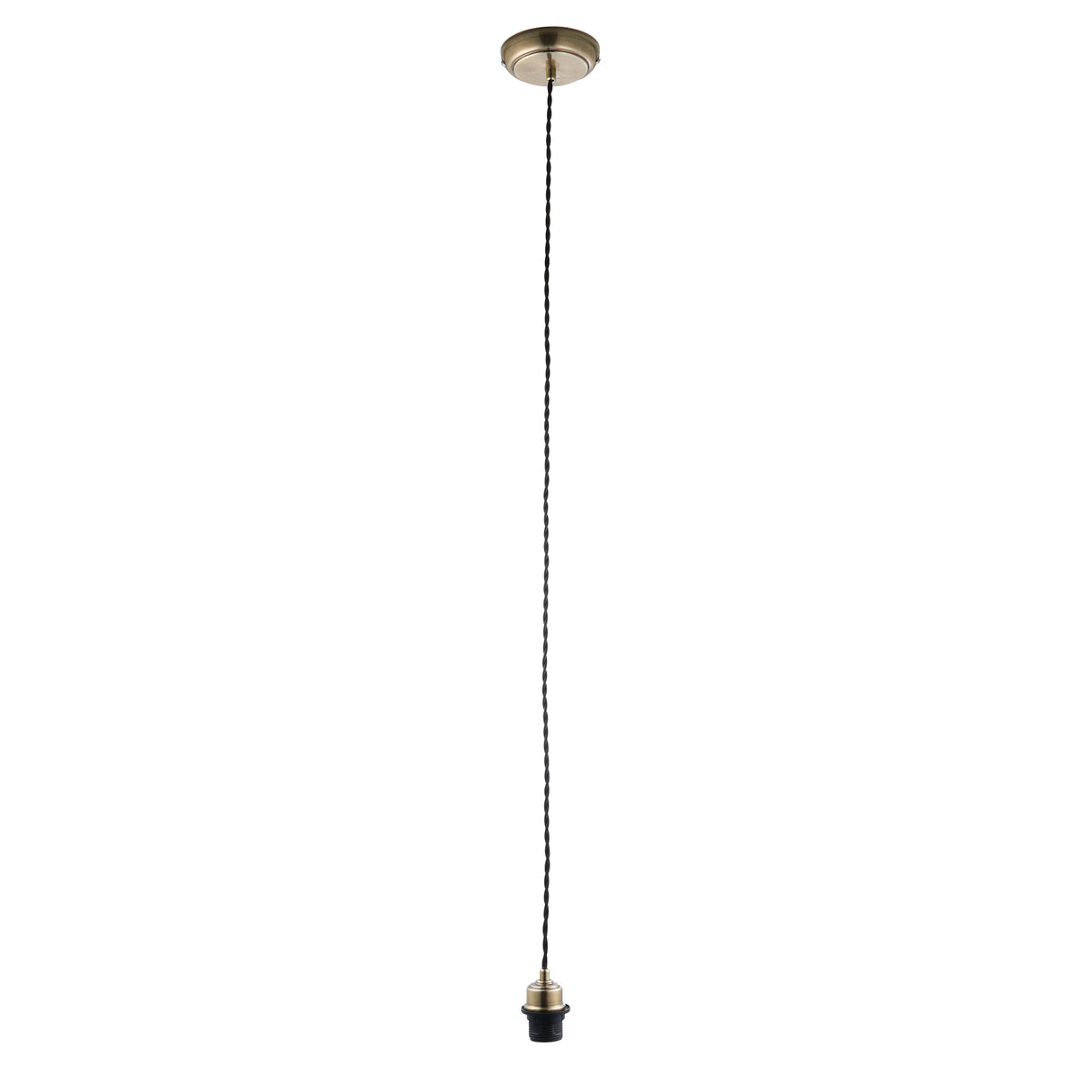E27 Cable Set - Antique Brass/Black Twisted Fabric