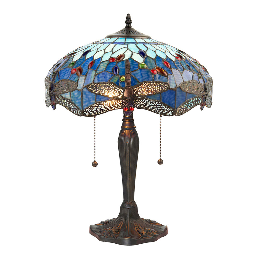 Dragonfly Medium Tiffany Table Lamp, Blue