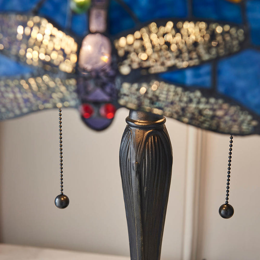 Dragonfly Medium Tiffany Table Lamp, Blue