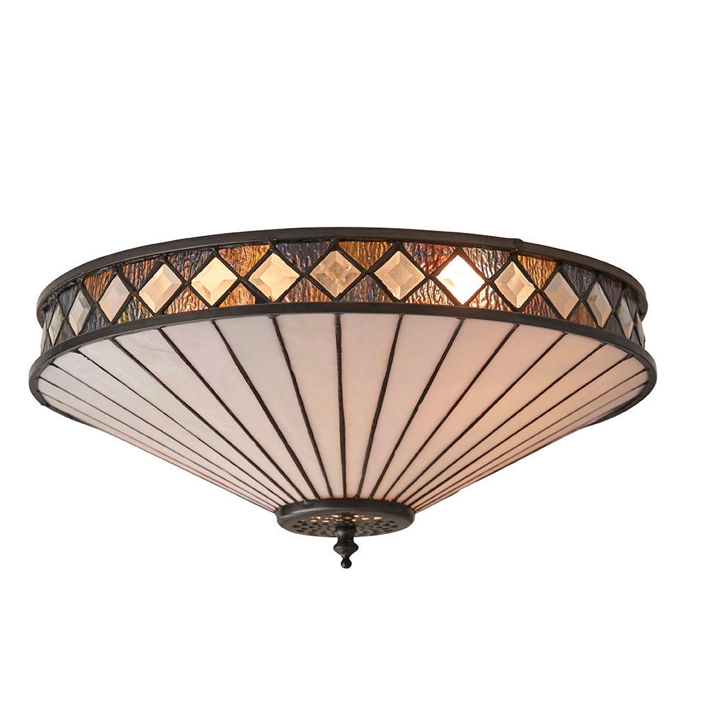Fargo 42cm Tiffany Flush Ceiling Light