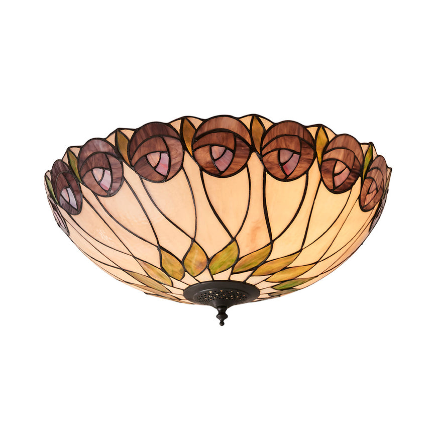 Hutchinson 50cm Tiffany Flush Ceiling Light