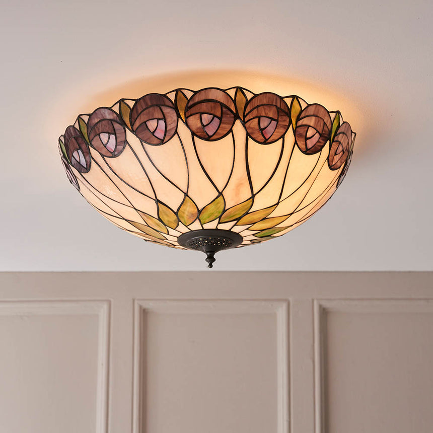 Hutchinson 50cm Tiffany Flush Ceiling Light