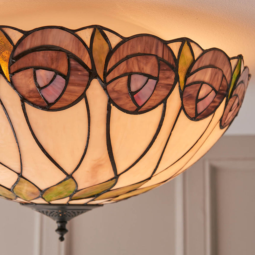 Hutchinson 50cm Tiffany Flush Ceiling Light