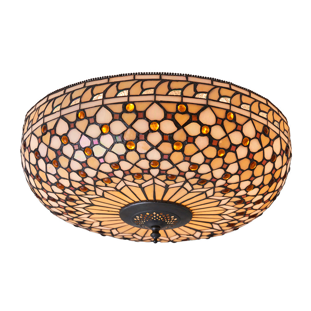 Mille Feux 45cm Tiffany Flush Ceiling Light