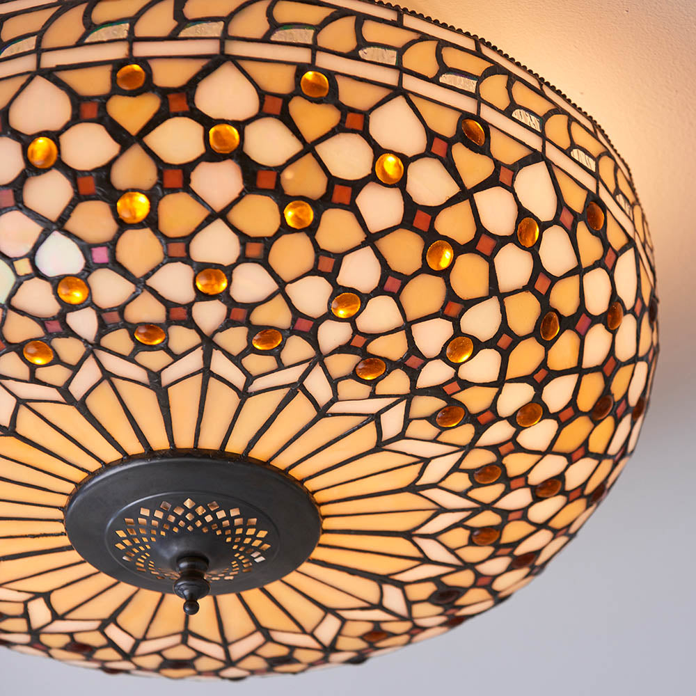 Mille Feux 45cm Tiffany Flush Ceiling Light