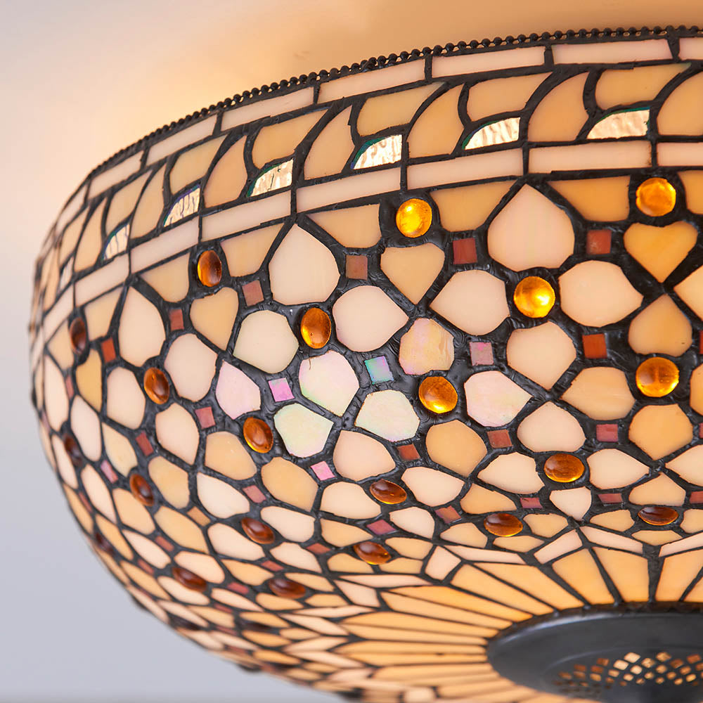 Mille Feux 45cm Tiffany Flush Ceiling Light