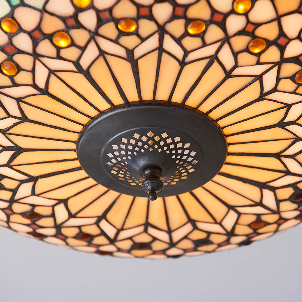 Mille Feux 45cm Tiffany Flush Ceiling Light