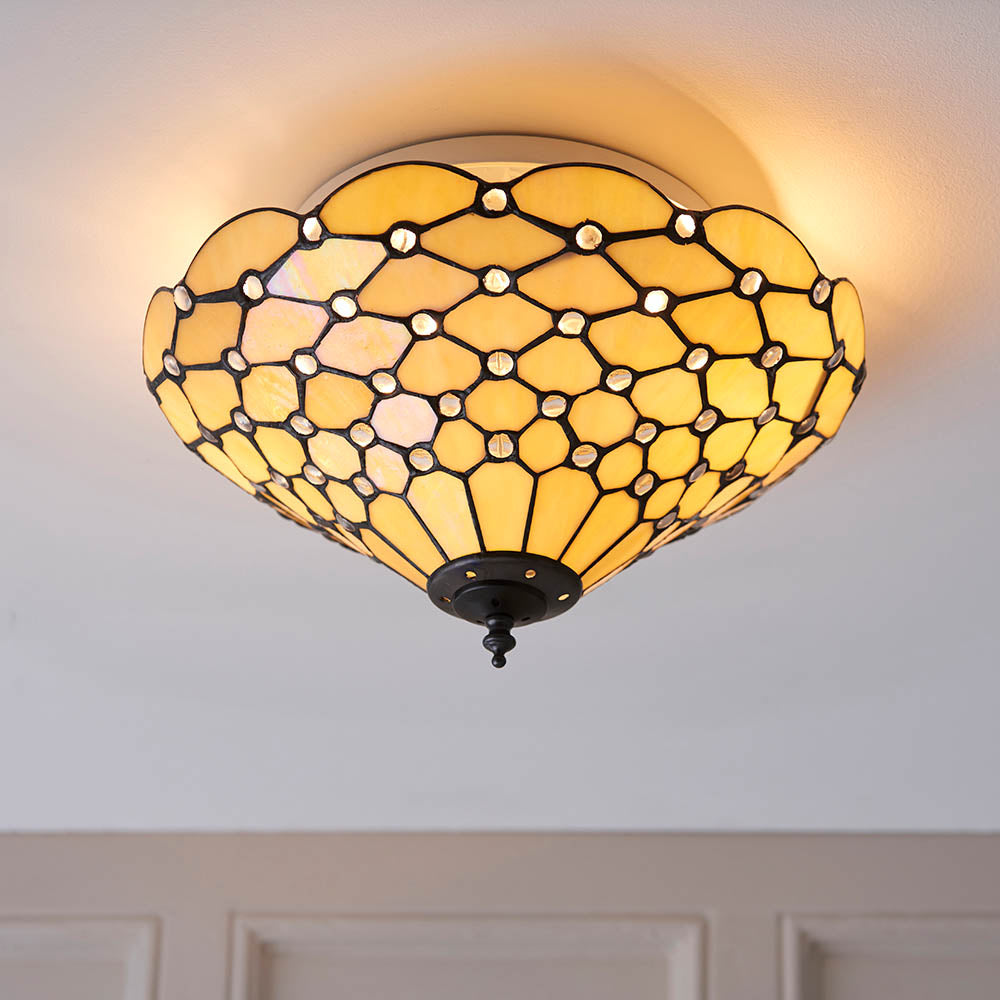 Pearl 37cm Tiffany Flush Ceiling Light
