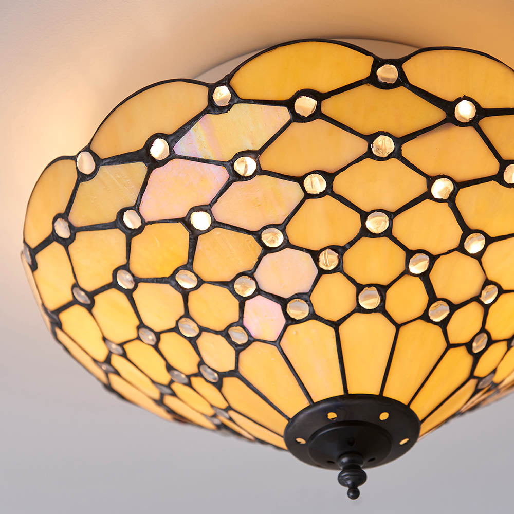 Pearl 37cm Tiffany Flush Ceiling Light