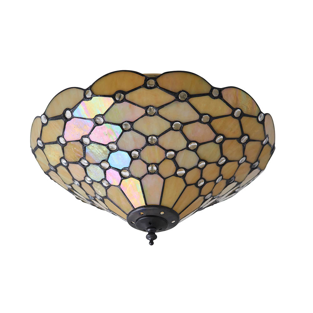 Pearl 37cm Tiffany Flush Ceiling Light