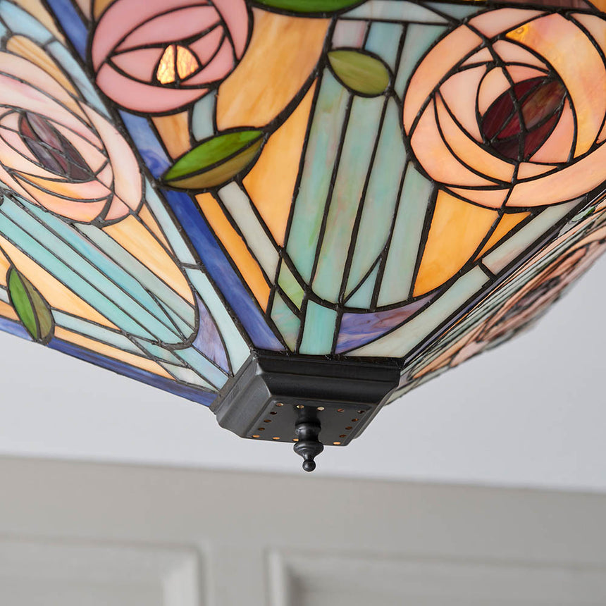 Willow 42cm Tiffany Flush Ceiling Light