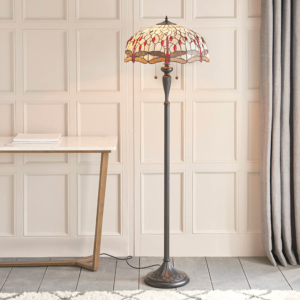 Dragonfly Tiffany Floor Lamp, Beige