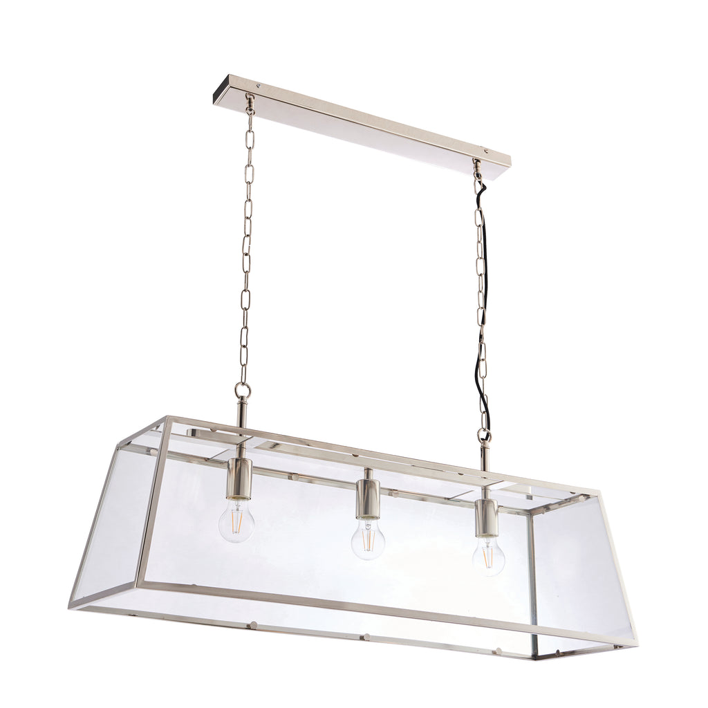 Hurst 3-Light Island Pendant Light, Bright Nickel