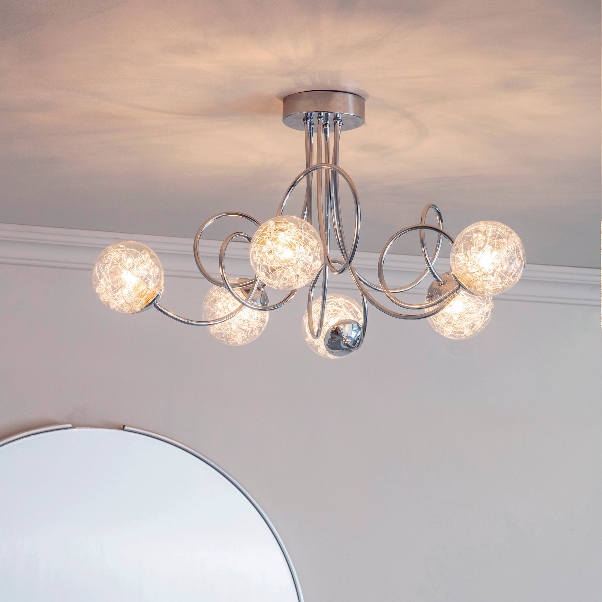 Auria 6 Light Semi Flush Ceiling Light
