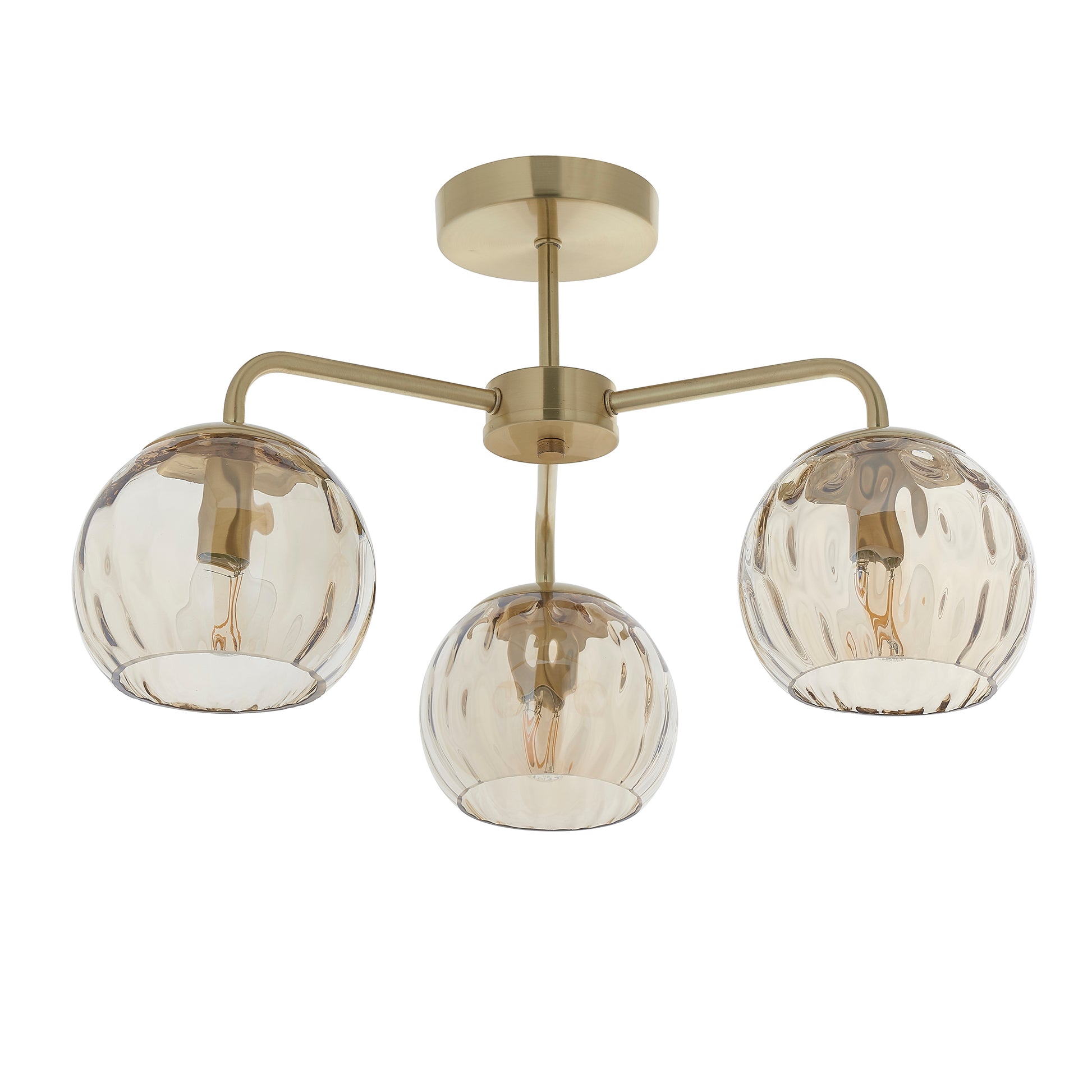 Dimple 3-Light Semi-flush Ceiling Light, Champagne/Gold