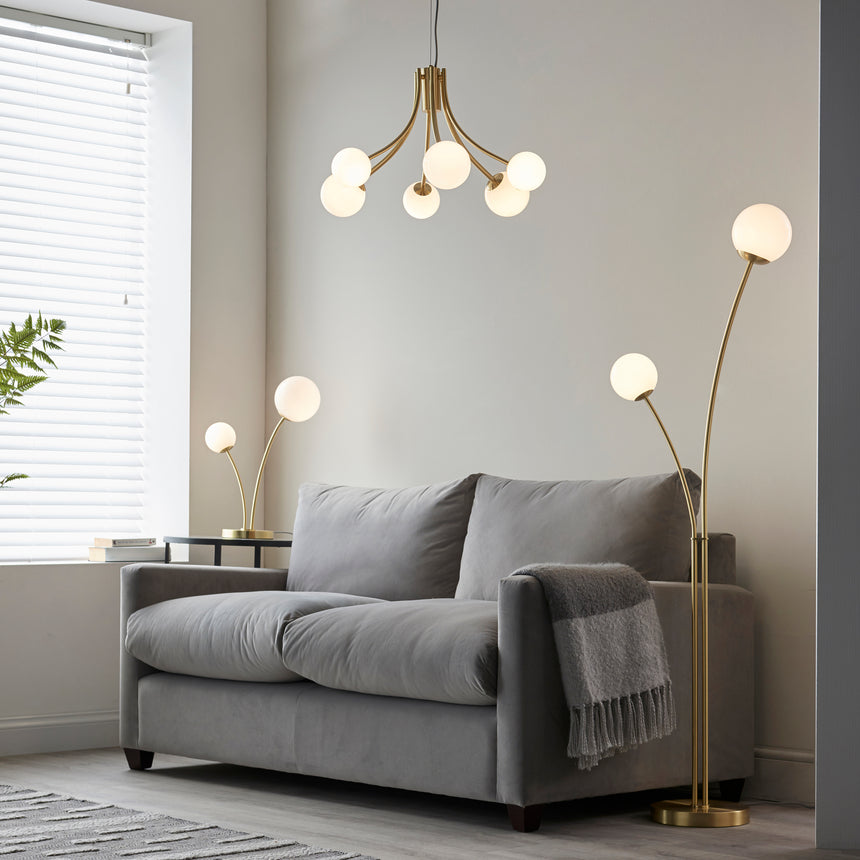 Bloom 6 Light Pendant, Satin Brass