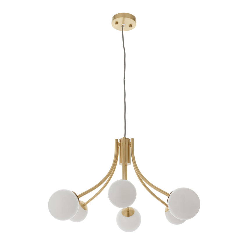 Bloom 6 Light Pendant, Satin Brass