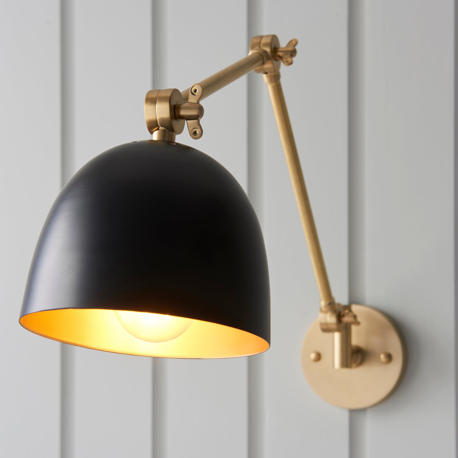 Lehal Swing Arm Wall Light, Antique Brass
