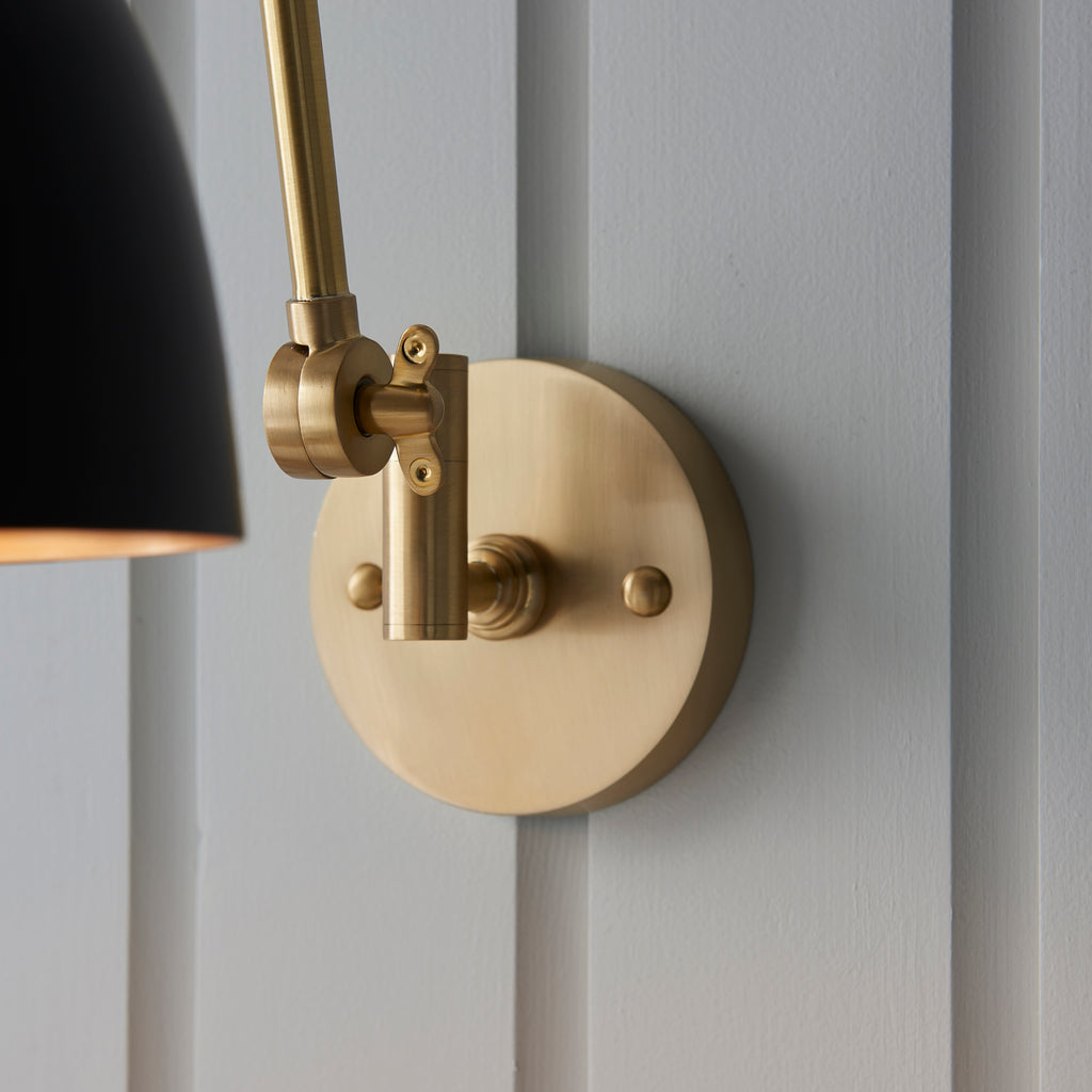 Lehal Swing Arm Wall Light, Antique Brass