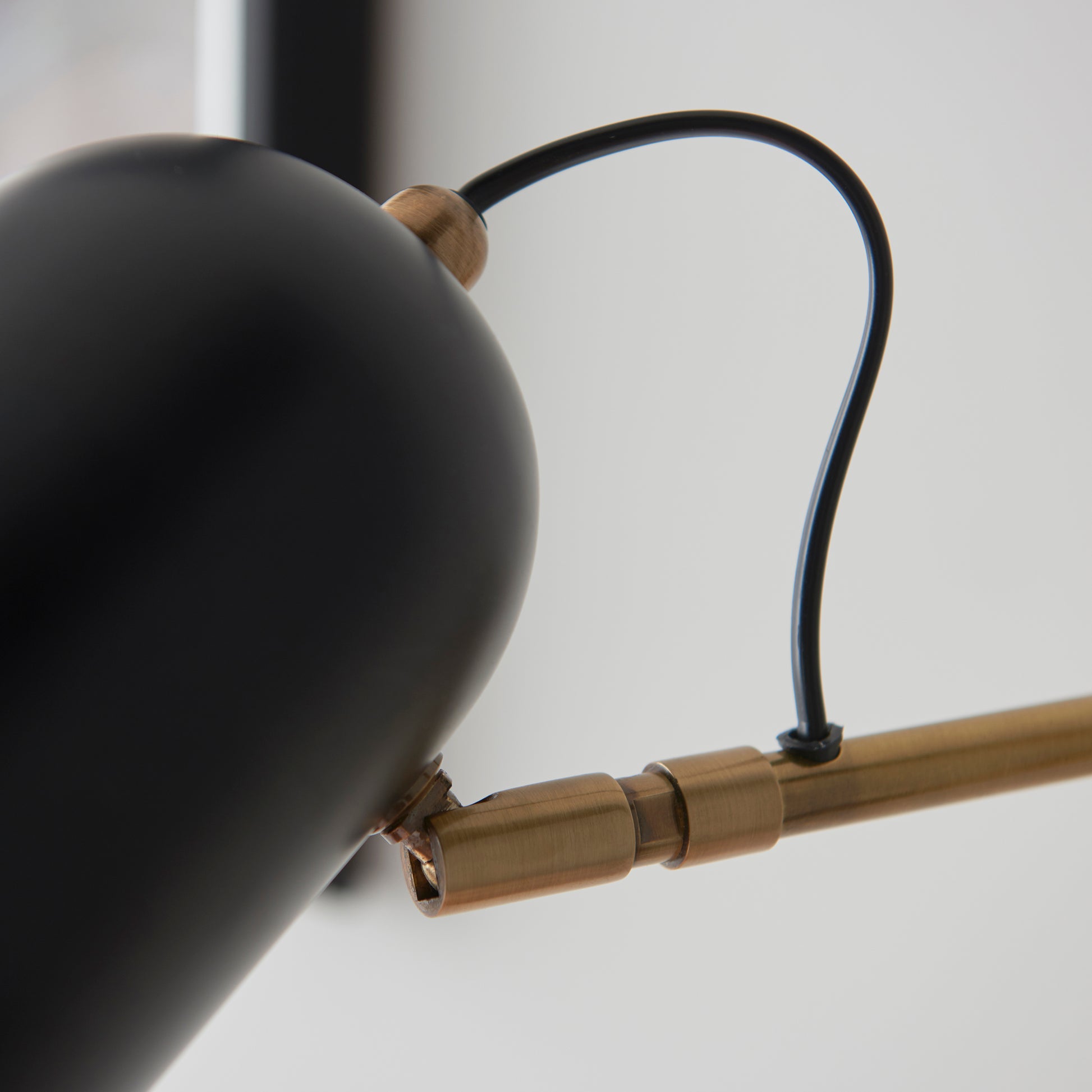 Navren Swing Arm Wall Light, Antique Brass/Black