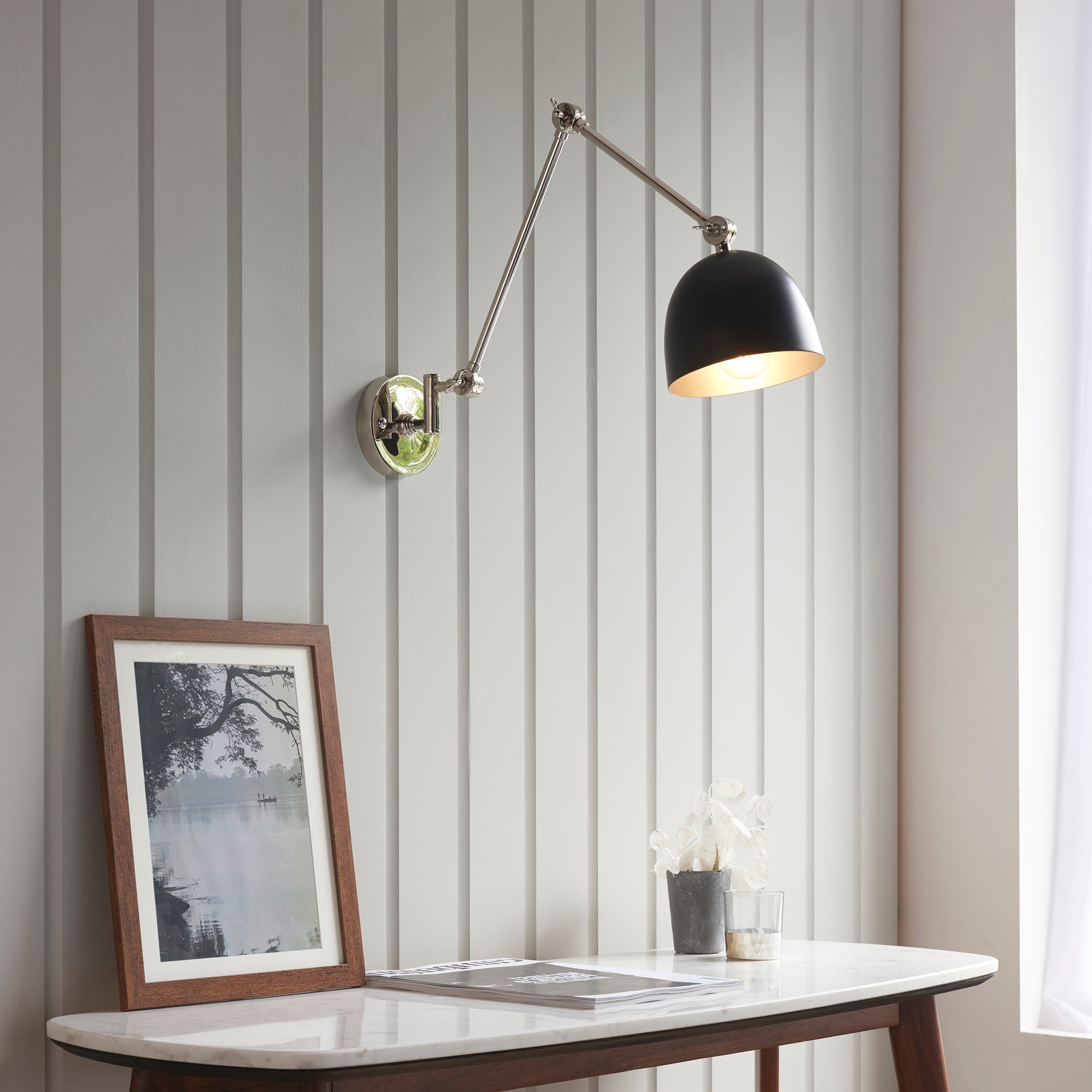 Lehal Swing Arm Wall Light, Polished Nickel