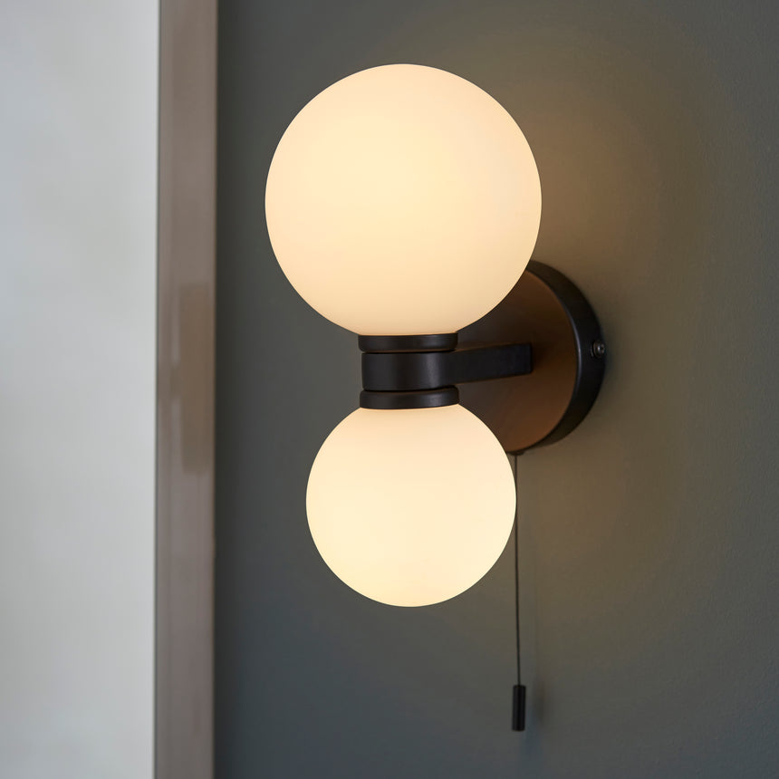 Pulsa 2 Light Pull Cord Bathroom Wall Light