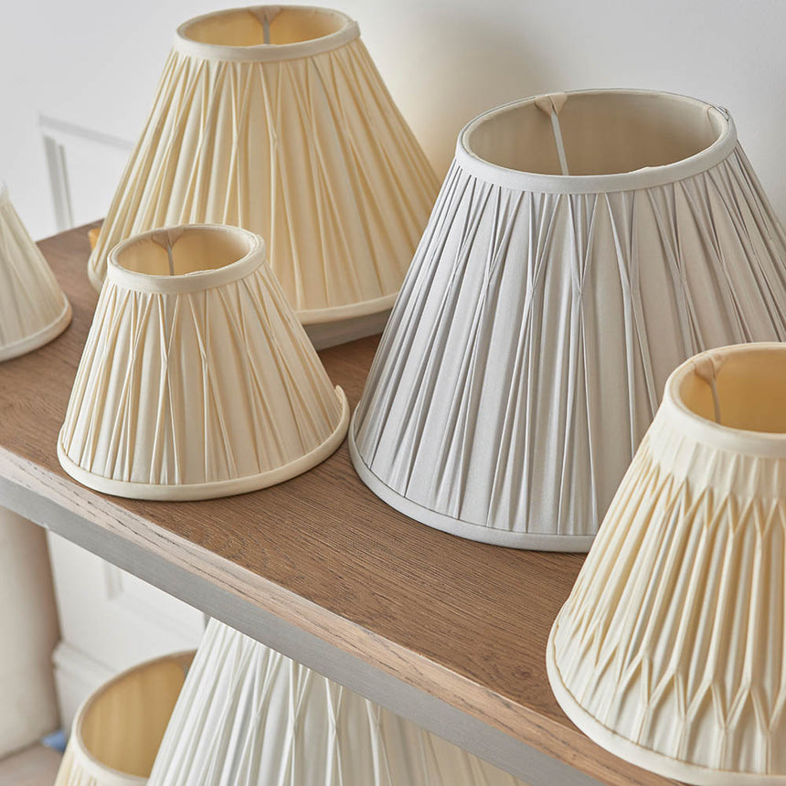 Ivory Pinch Pleat Silk Lamp Shade, 40cm