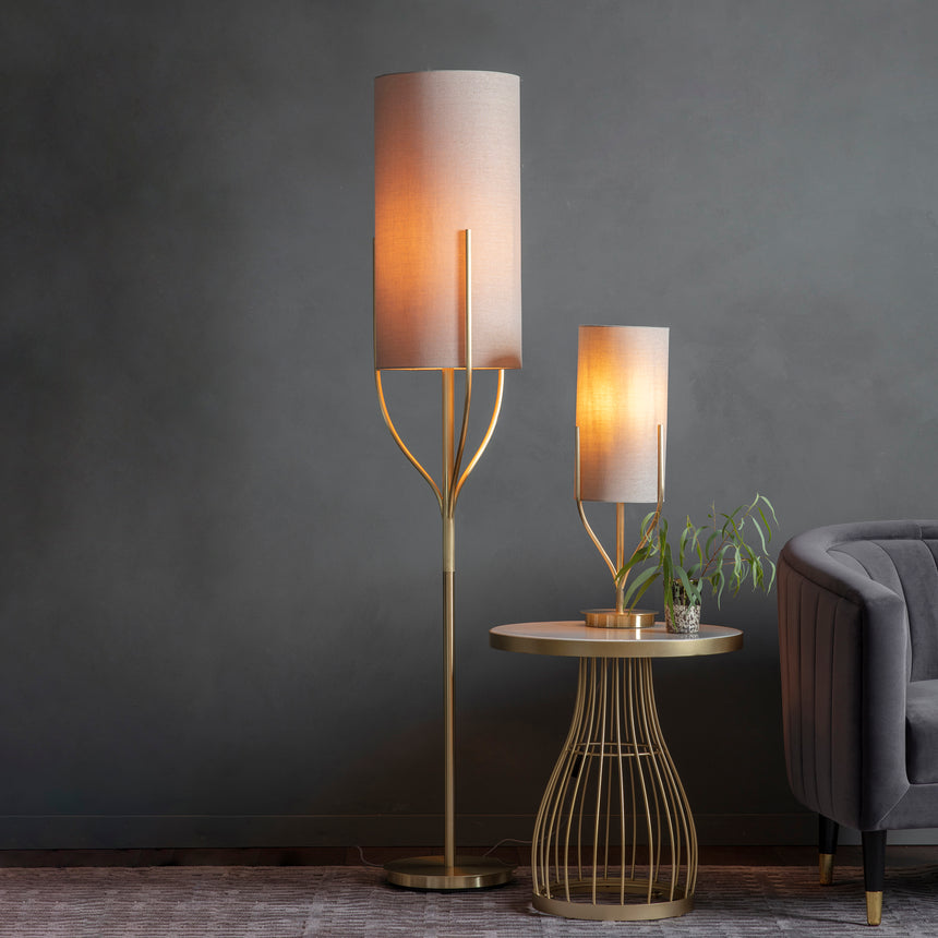 Fraser Floor Lamp, Brushed Brass