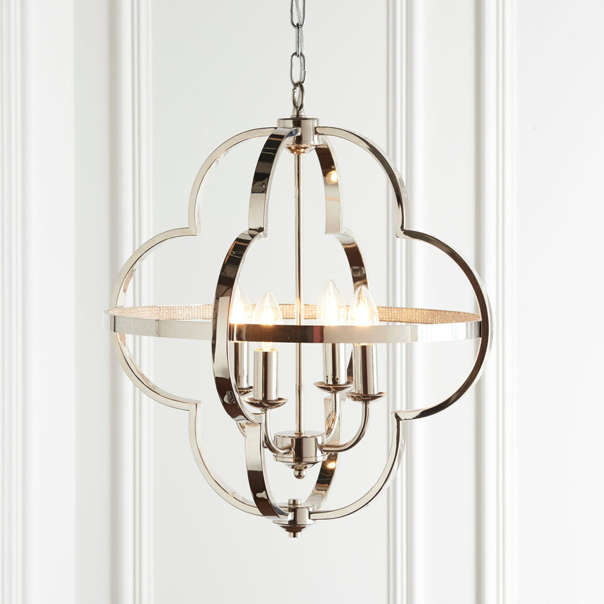 Barton 4-Light Pendant Light, Bright Nickel