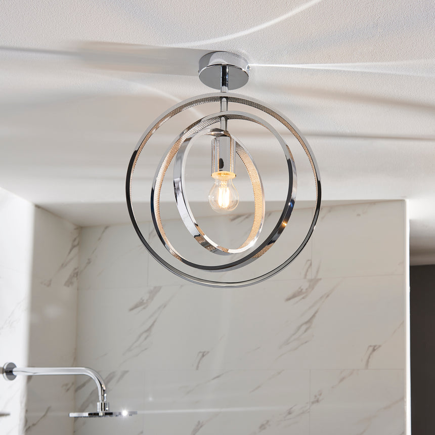 Merola Semi flush Bathroom Ceiling Light, Chrome