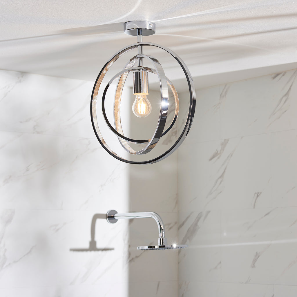 Merola Semi flush Bathroom Ceiling Light, Chrome