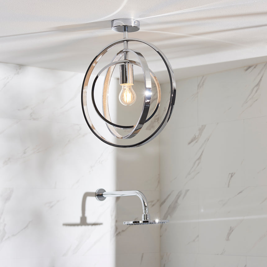 Merola Semi flush Bathroom Ceiling Light, Chrome