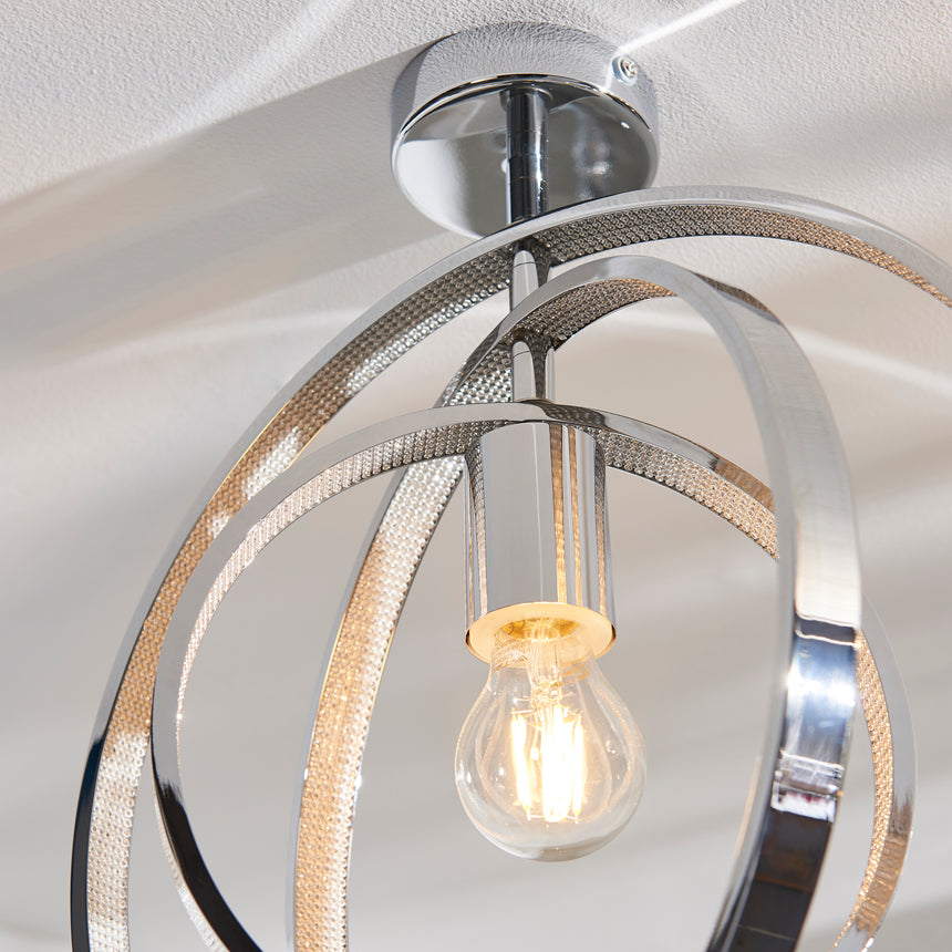 Merola Semi flush Bathroom Ceiling Light, Chrome