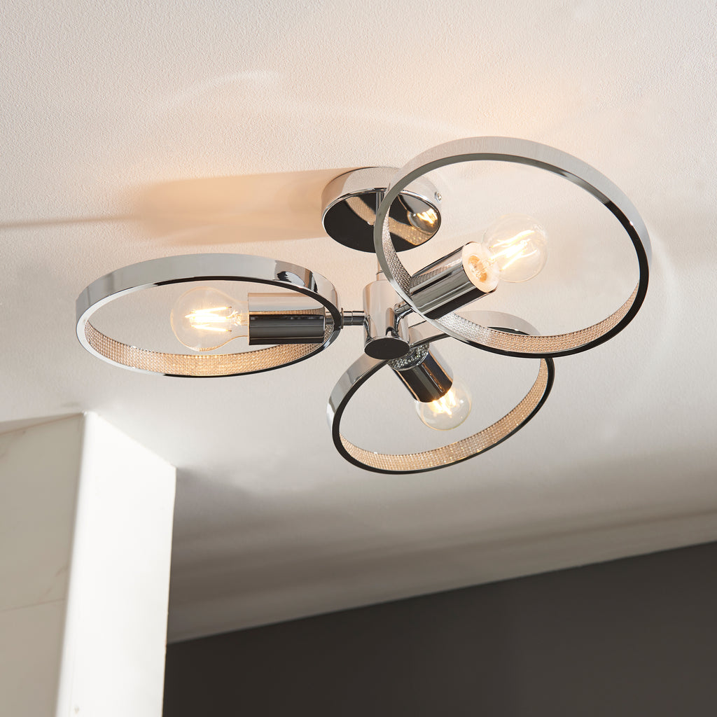 Merola Semi flush Bathroom Ceiling Light, Chrome