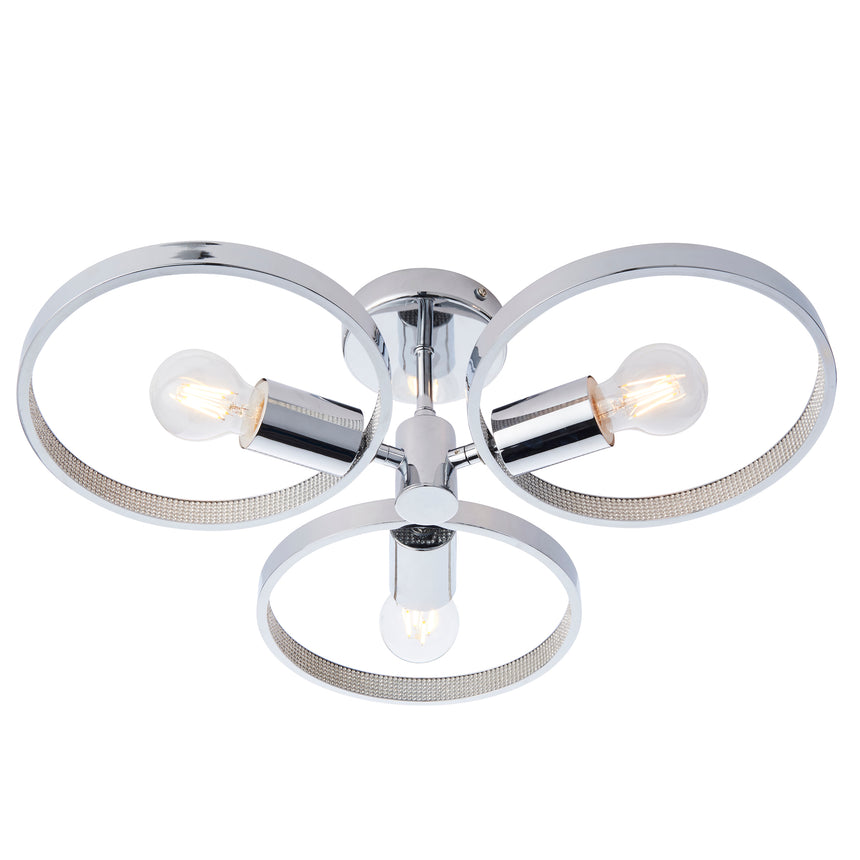 Merola Semi flush Bathroom Ceiling Light, Chrome