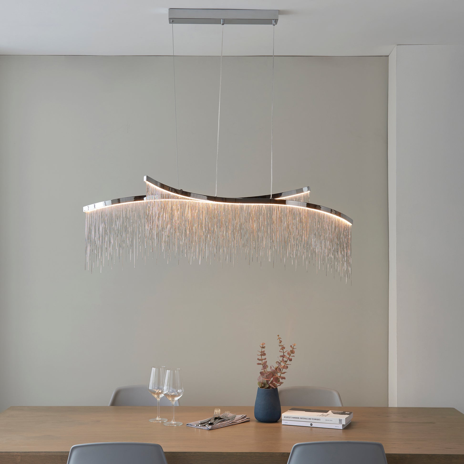 Orphelia LED Island Pendant Light, Chrome