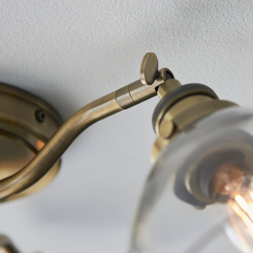 Hansen 3 Semi Flush Ceiling Light, Antique Brass/Clear