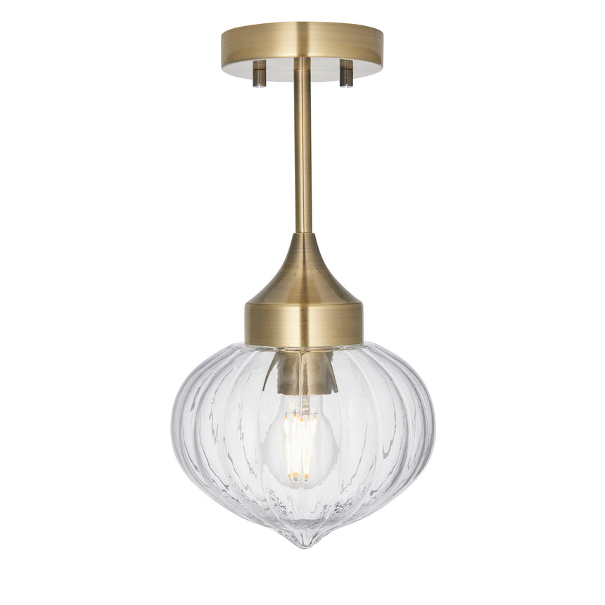 Addington Semi-flush Ceiling Light, Antique Brass