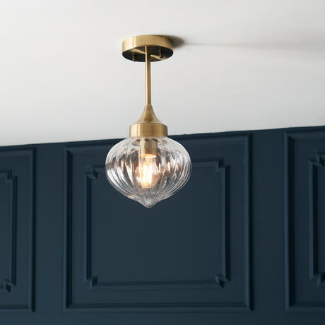 Addington Semi-flush Ceiling Light, Antique Brass