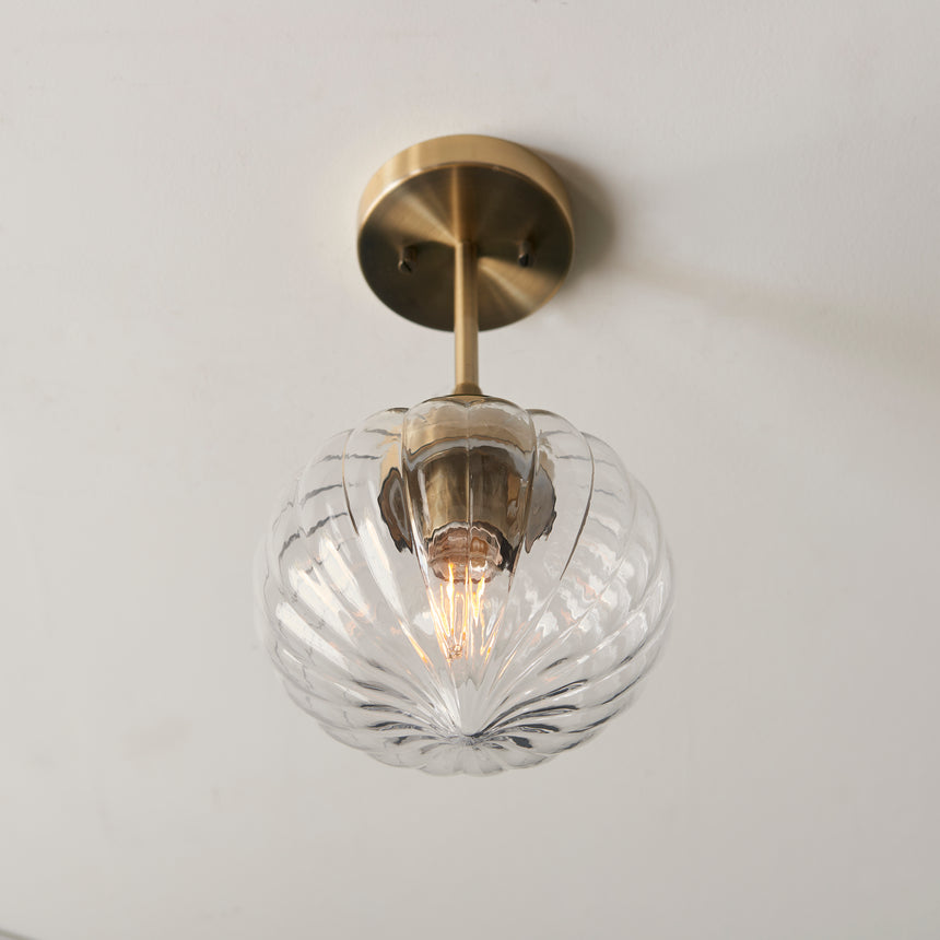 Addington Semi-flush Ceiling Light, Antique Brass