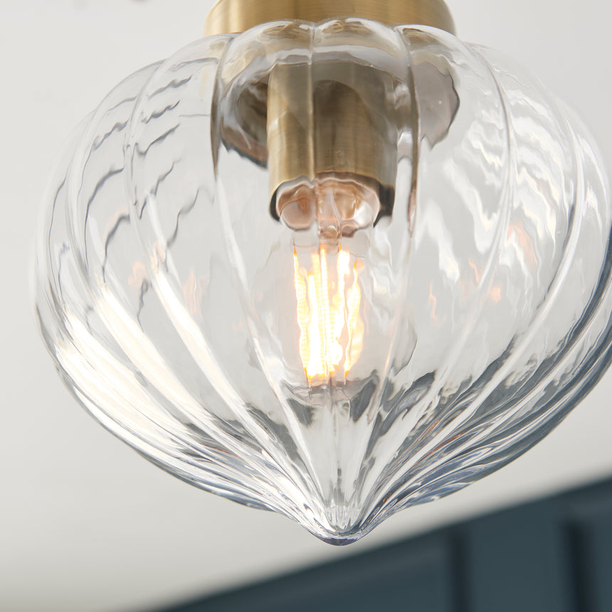 Addington Semi-flush Ceiling Light, Antique Brass