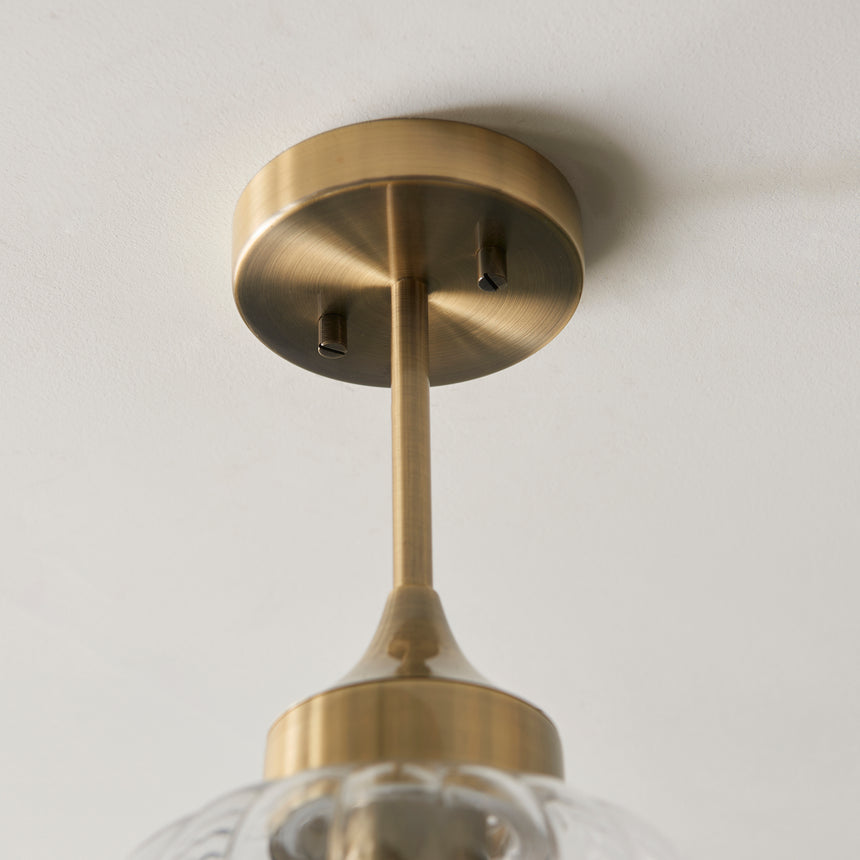 Addington Semi-flush Ceiling Light, Antique Brass