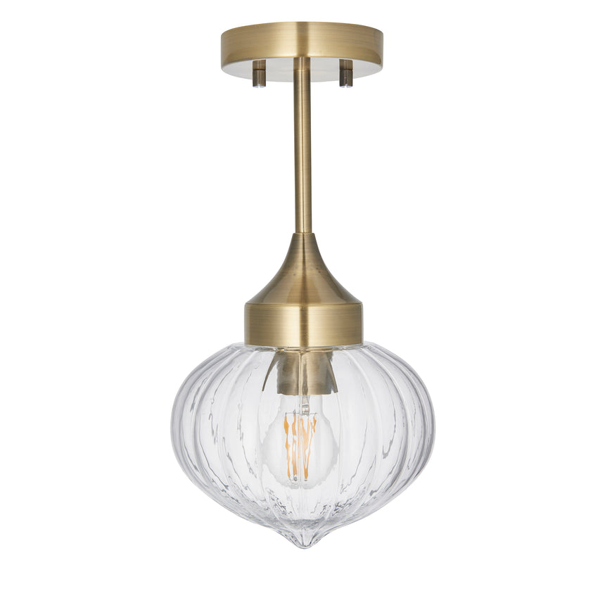 Addington Semi-flush Ceiling Light, Antique Brass