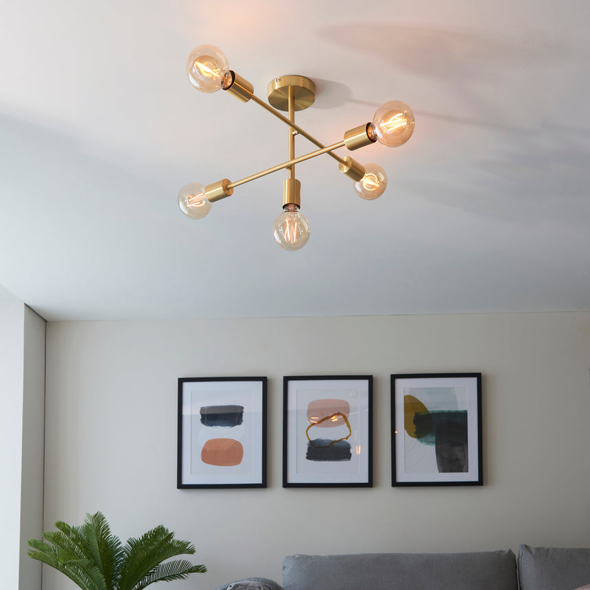Studio 5 Light Semi Flush Ceiling Light