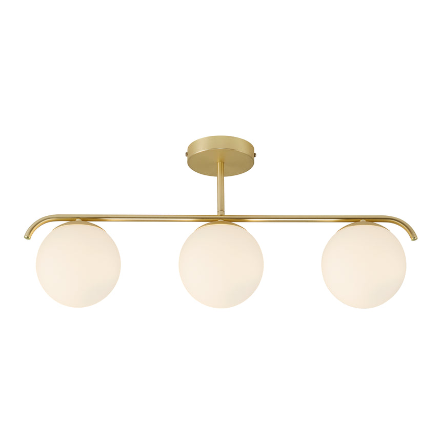 Grant 3-Light Ceiling Light, Brass/Opal