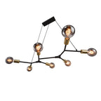 Josefine 7 Island Branch Pendant Light, Black/Brass