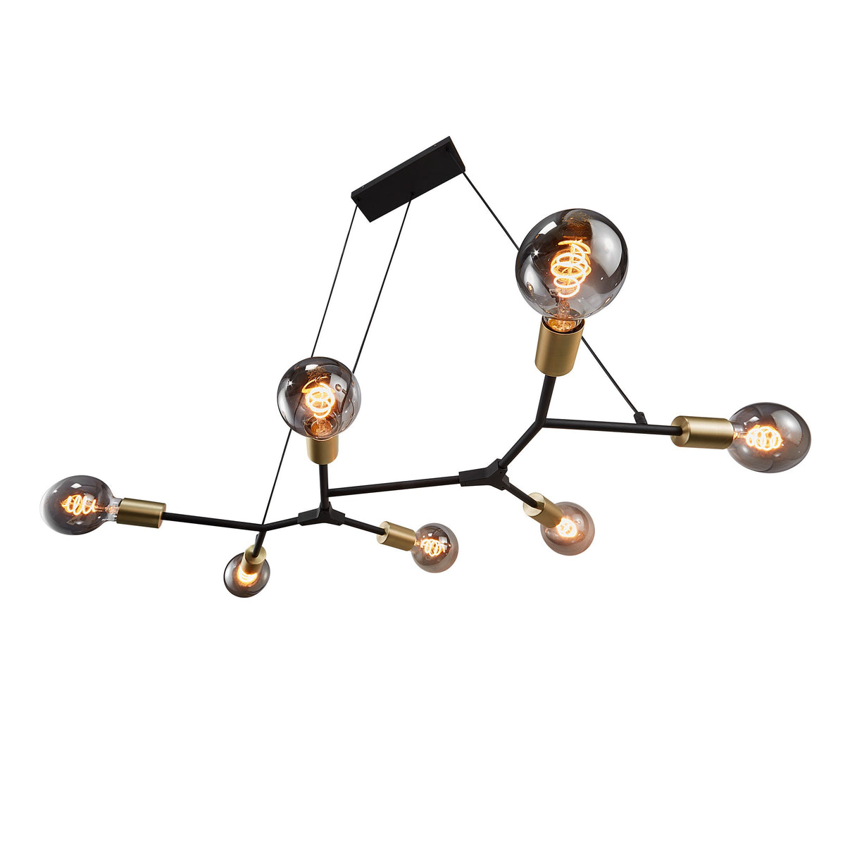 Josefine 7 Island Branch Pendant Light, Black/Brass