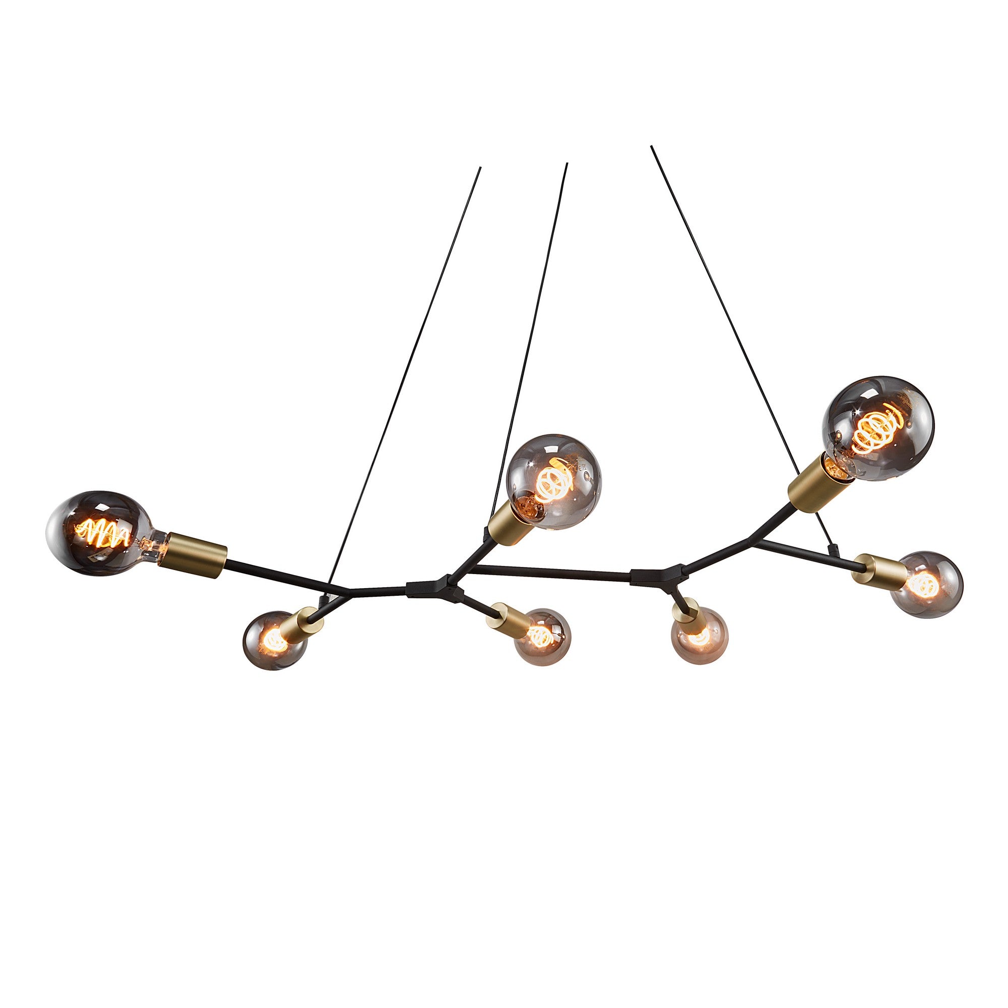 Josefine 7 Island Branch Pendant Light, Black/Brass