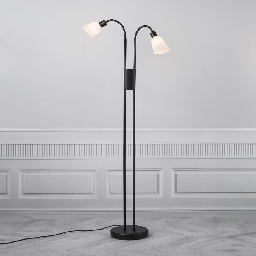 Molli Double Floor Lamp, Black/Opal