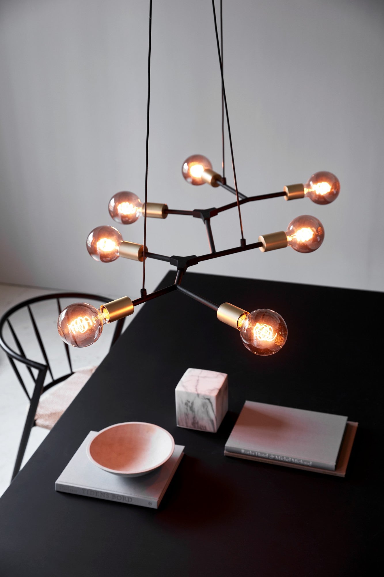 Josefine 7 Island Branch Pendant Light, Black/Brass